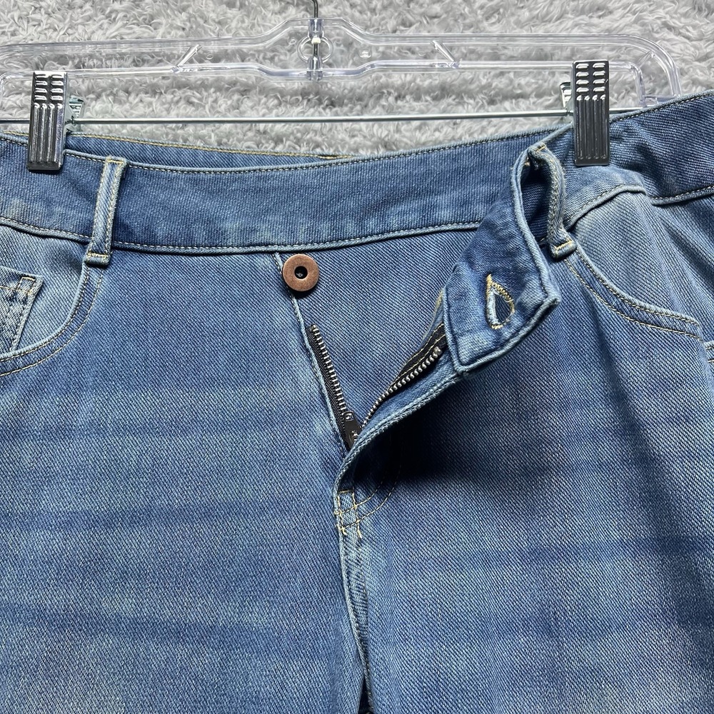 Halara Asymetrical Wide Leg Jeans Small Tall Blue Stretch Faded Baggy - Picture 5 of 13